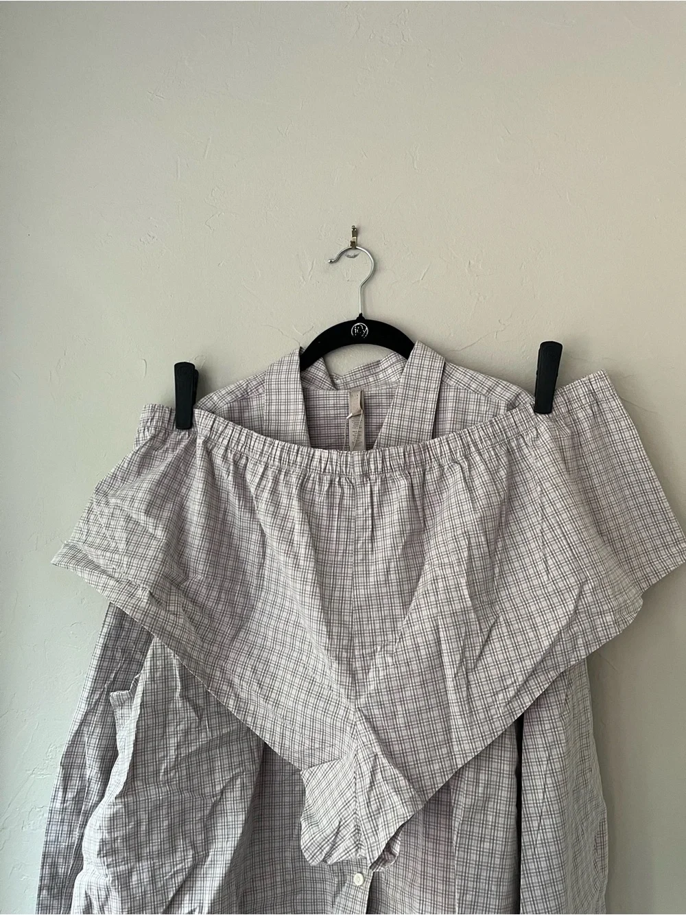 HTF 🩶SKIMS COTTON POPLIN SLEEP MICRO SHORT SET SILVER CHECK 3X